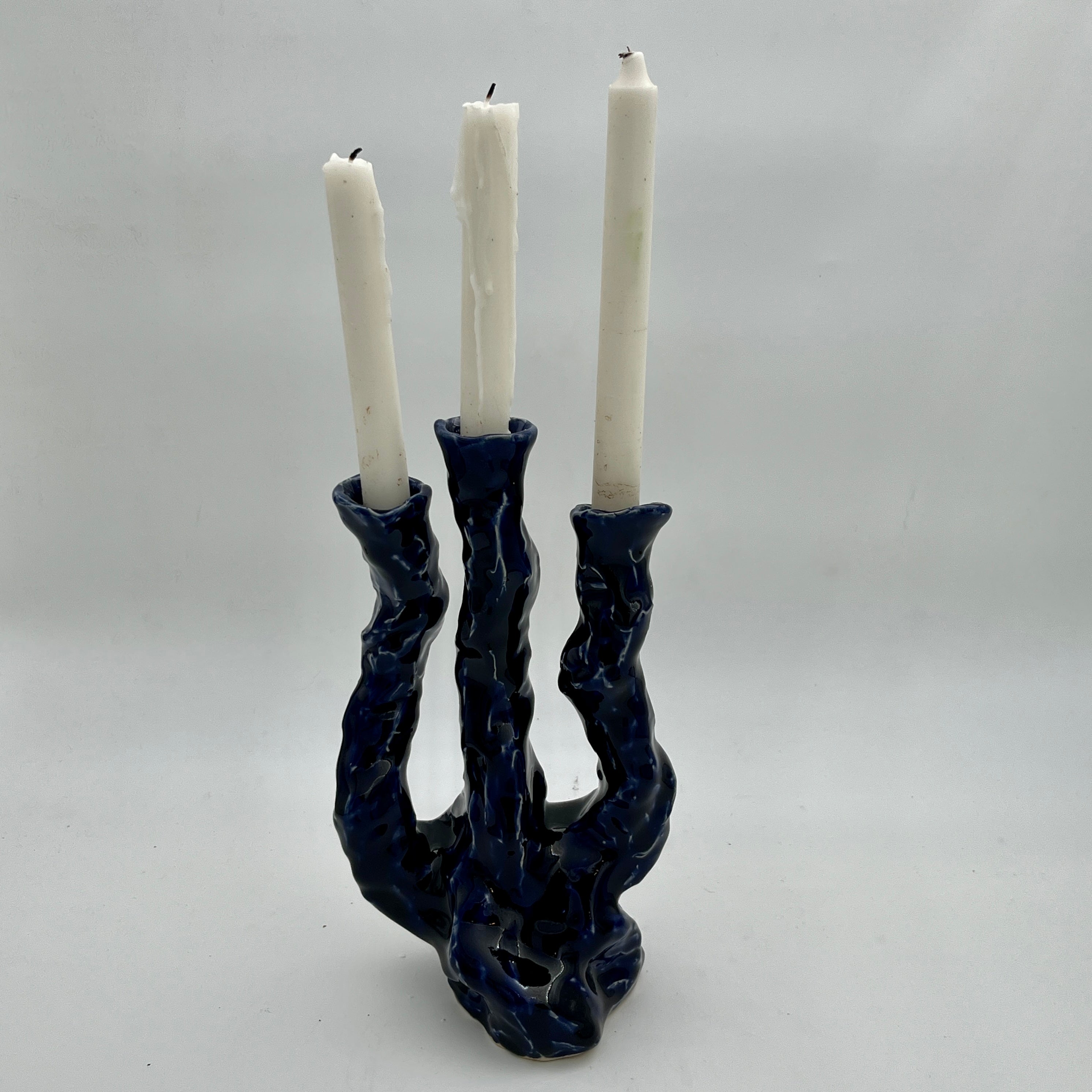 "Melt" Candelabra Cobalt Blue